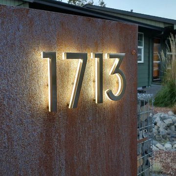 Illuminated House Number 3D Metal Address Numbers Back Lighting